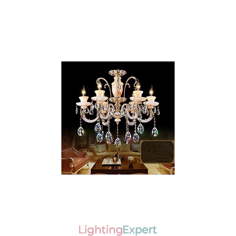 European High Grade Jade Crystal Pendant Lamp Atmosphere Zinc Alloy Pendant lamp Candle Crystal lamp