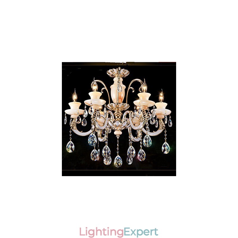 European High Grade Jade Crystal Pendant Lamp Atmosphere Zinc Alloy Pendant lamp Candle Crystal lamp