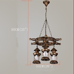 Rustic Lodge Vintage Retro Country Globe Painting Feature for Mini Style Designers Metal Chandelier