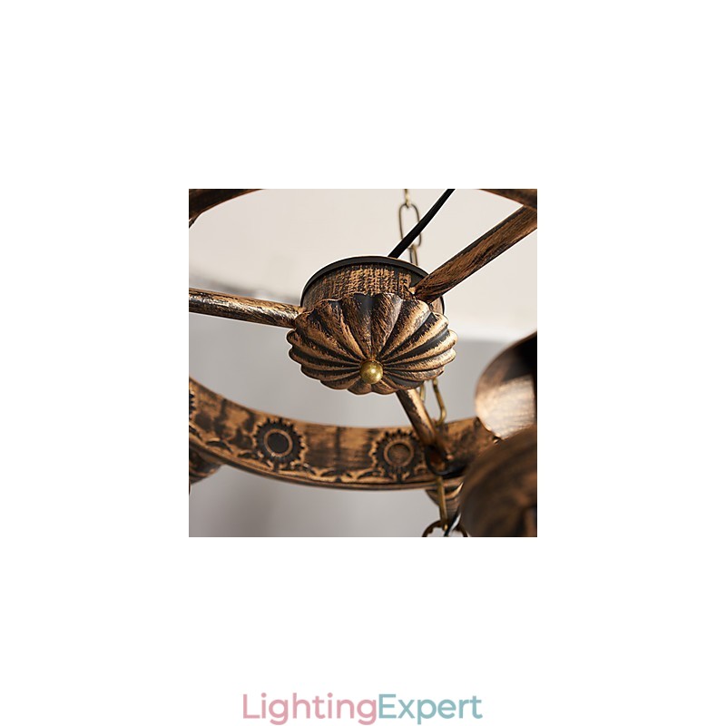 Rustic Lodge Vintage Retro Country Globe Painting Feature for Mini Style Designers Metal Chandelier