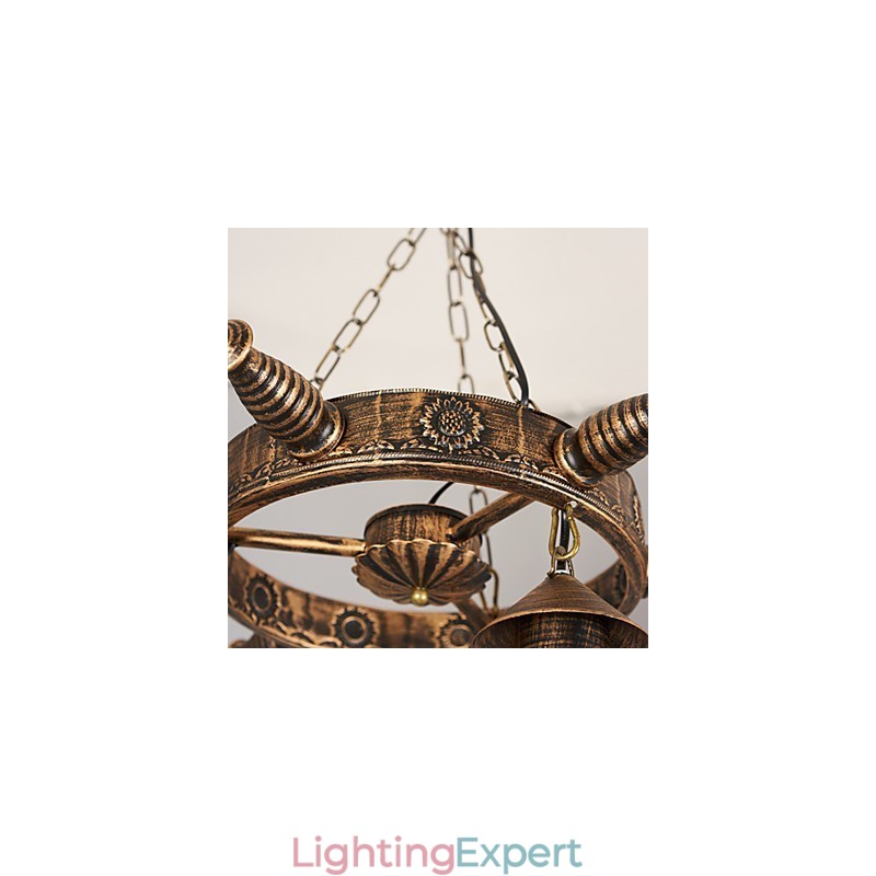 Rustic Lodge Vintage Retro Country Globe Painting Feature for Mini Style Designers Metal Chandelier