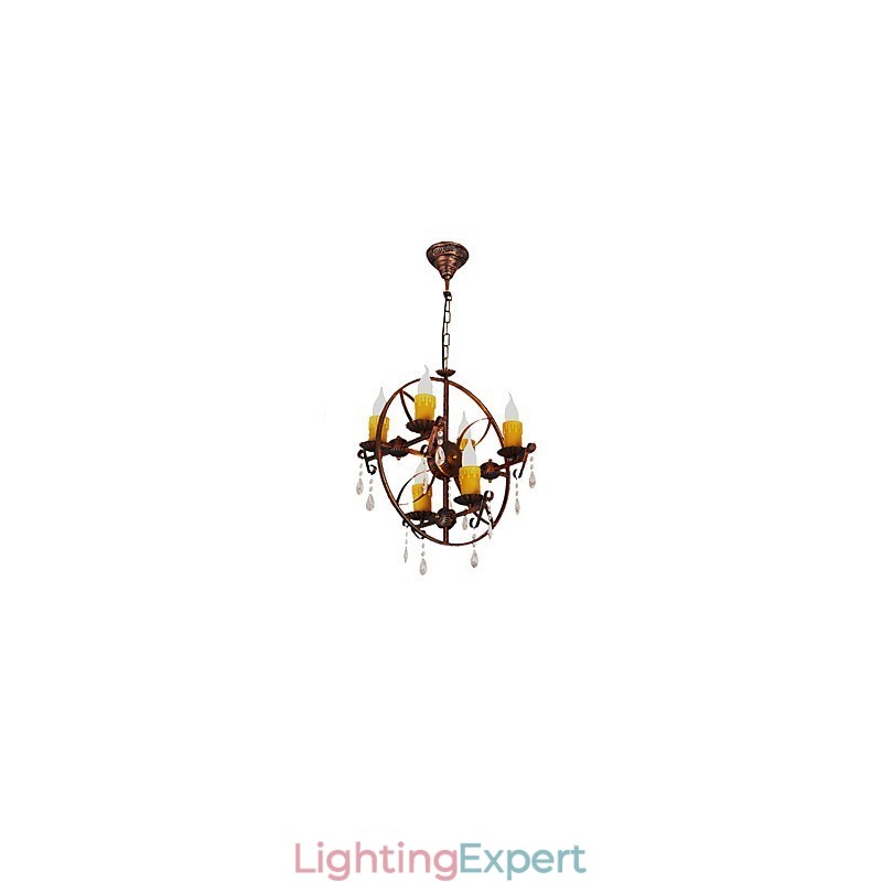 Rustic Lodge Vintage Retro Country Globe Painting Feature for Mini Style Designers Metal Chandelier