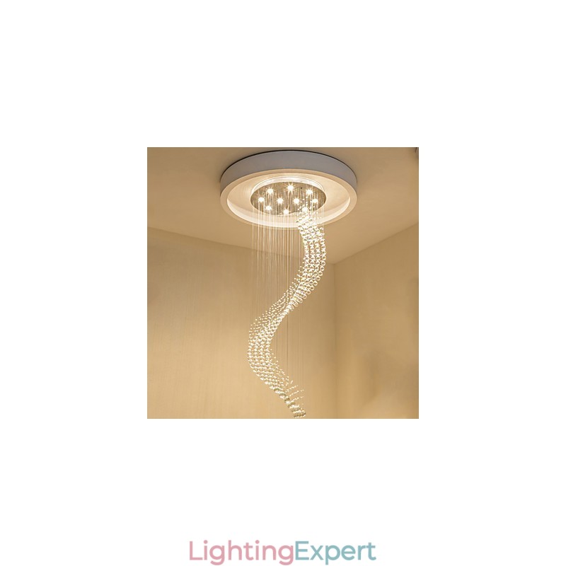 Modern Crystal Ceiling Pendant Light Indoor Chandelier Home Hanging Lighting Chandelier Lamps Fixtures 3W WARM WHITE Bulbs