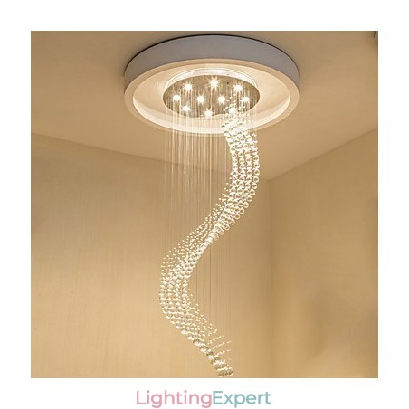 Modern Crystal Ceiling Pendant Light Indoor Chandelier Home Hanging Lighting Chandelier Lamps Fixtures 3W WARM WHITE Bulbs