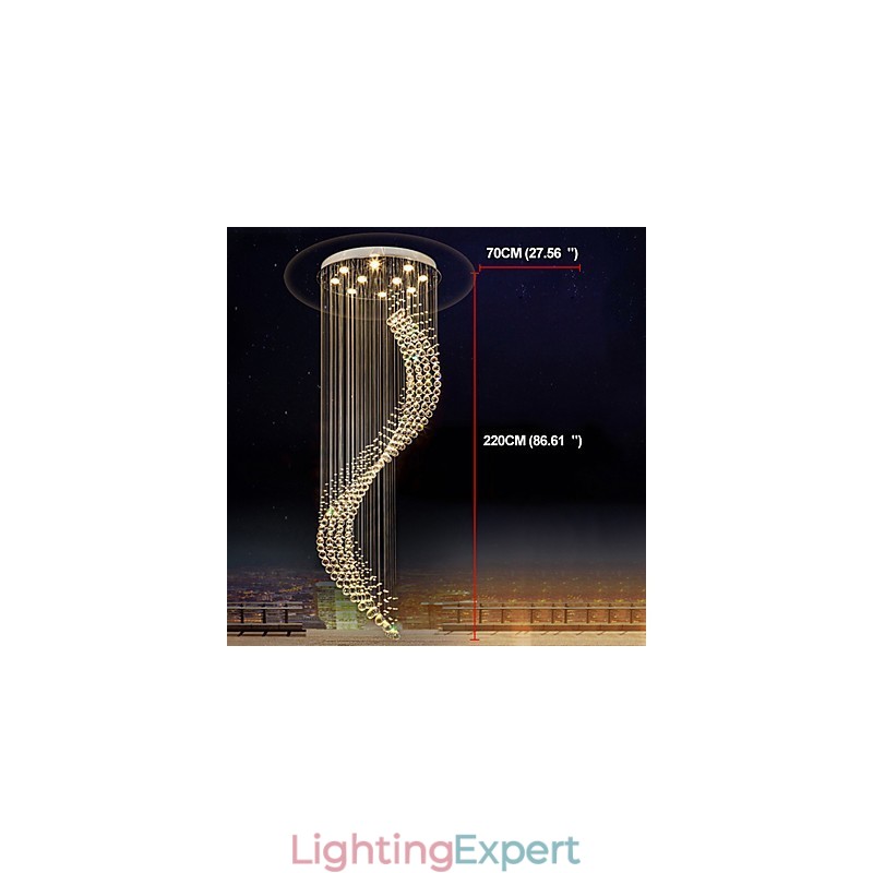 Modern Crystal Ceiling Pendant Light Indoor Chandelier Home Hanging Lighting Chandelier Lamps Fixtures 3W WARM WHITE Bulbs