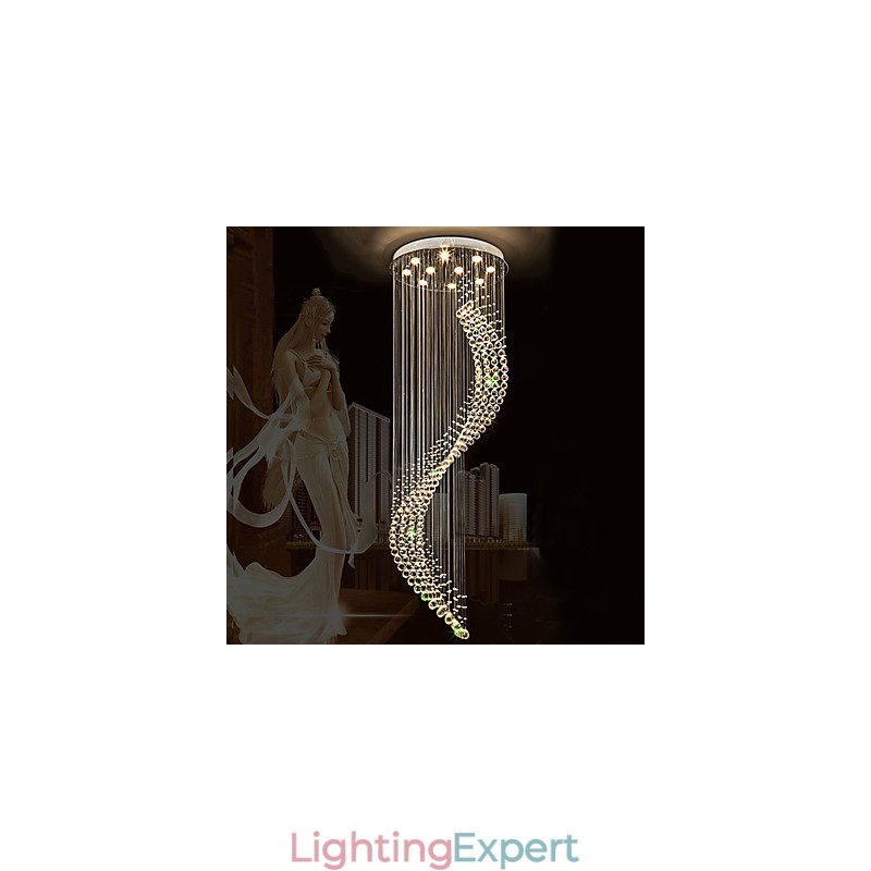 Modern Crystal Ceiling Pendant Light Indoor Chandelier Home Hanging Lighting Chandelier Lamps Fixtures 3W WARM WHITE Bulbs