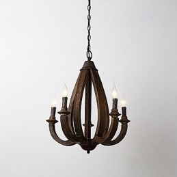 Vintage Painting Feature Mini Style Wood Bamboo Chandelier Lamp the Decorate Pendant Lamp
