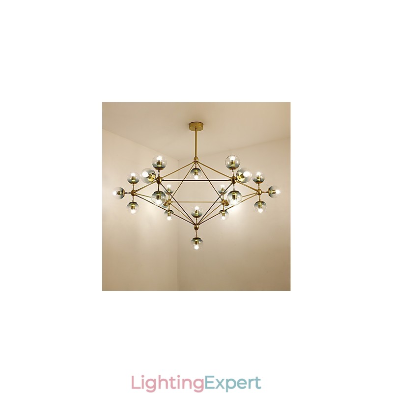 Twenty_one Light Post Modern Europe Style Modo Metal Glass Pendant Lamp the Foyer Decorate Industrial Chandelier Lamp