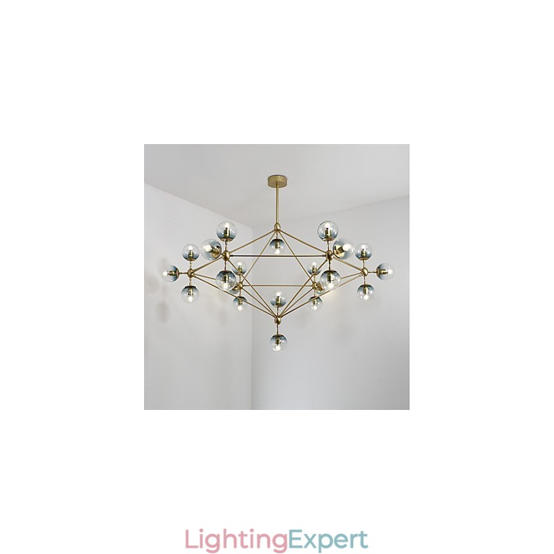 Twenty_one Light Post Modern Europe Style Modo Metal Glass Pendant Lamp the Foyer Decorate Industrial Chandelier Lamp
