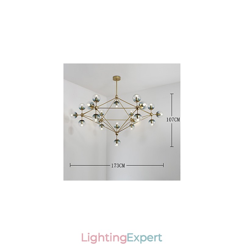 Twenty_one Light Post Modern Europe Style Modo Metal Glass Pendant Lamp the Foyer Decorate Industrial Chandelier Lamp
