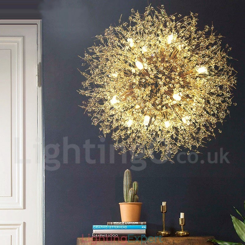 Firework Globe Dandelion Chrome Feature Crystal Metal Chandelier