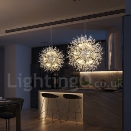 Firework Globe Dandelion Chrome Feature Crystal Metal Chandelier