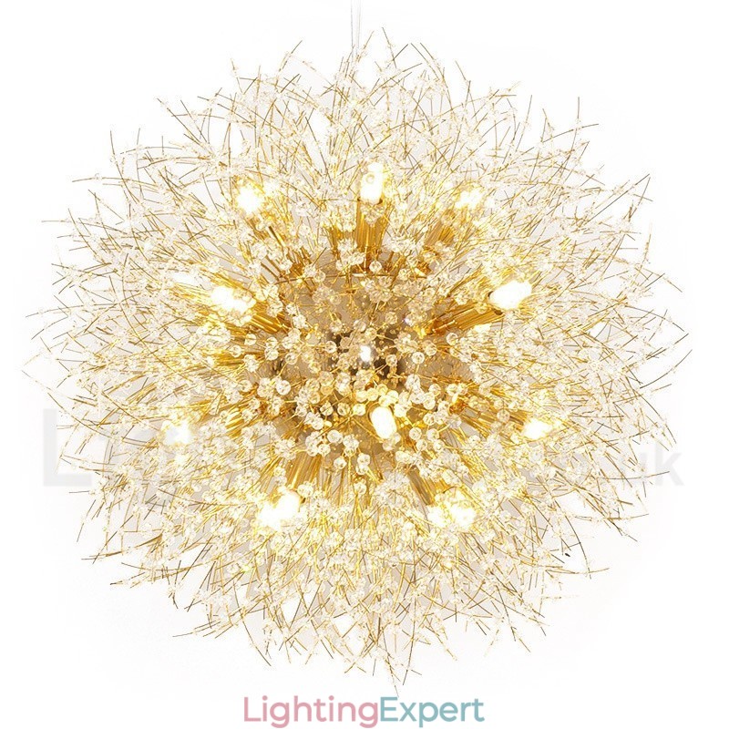 Firework Globe Dandelion Chrome Feature Crystal Metal Chandelier