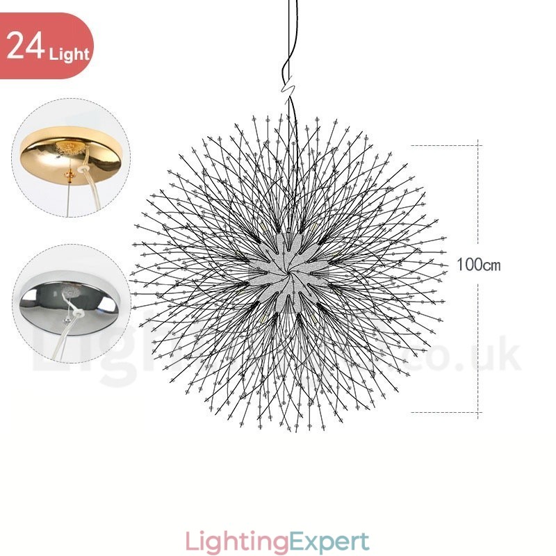 Firework Globe Dandelion Chrome Feature Crystal Metal Chandelier