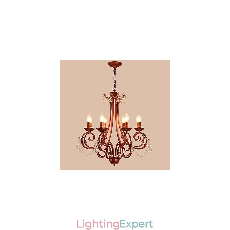 8 Lights Chandelier Modern Contemporary Traditional Lodge Vintage Retro Country Painting Feature for Crystal Metal