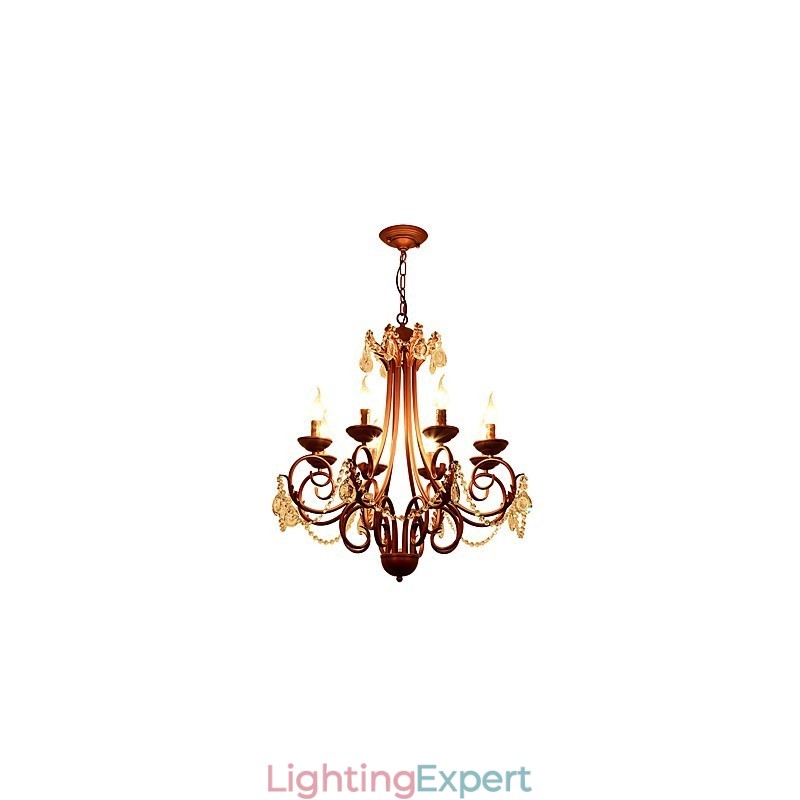 8 Lights Chandelier Modern Contemporary Traditional Lodge Vintage Retro Country Painting Feature for Crystal Metal