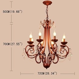 8 Lights Chandelier Modern Contemporary Traditional Lodge Vintage Retro Country Painting Feature for Crystal Metal