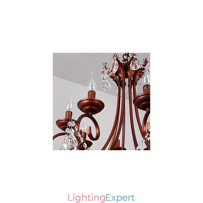 8 Lights Chandelier Modern Contemporary Traditional Lodge Vintage Retro Country Painting Feature for Crystal Metal