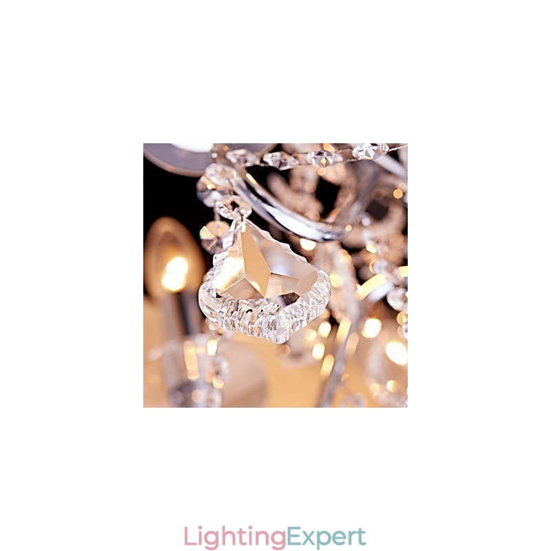 Modern Contemporary Traditional Classic Country Chrome Feature for Crystal Mini Style Designers Metal Chandelier