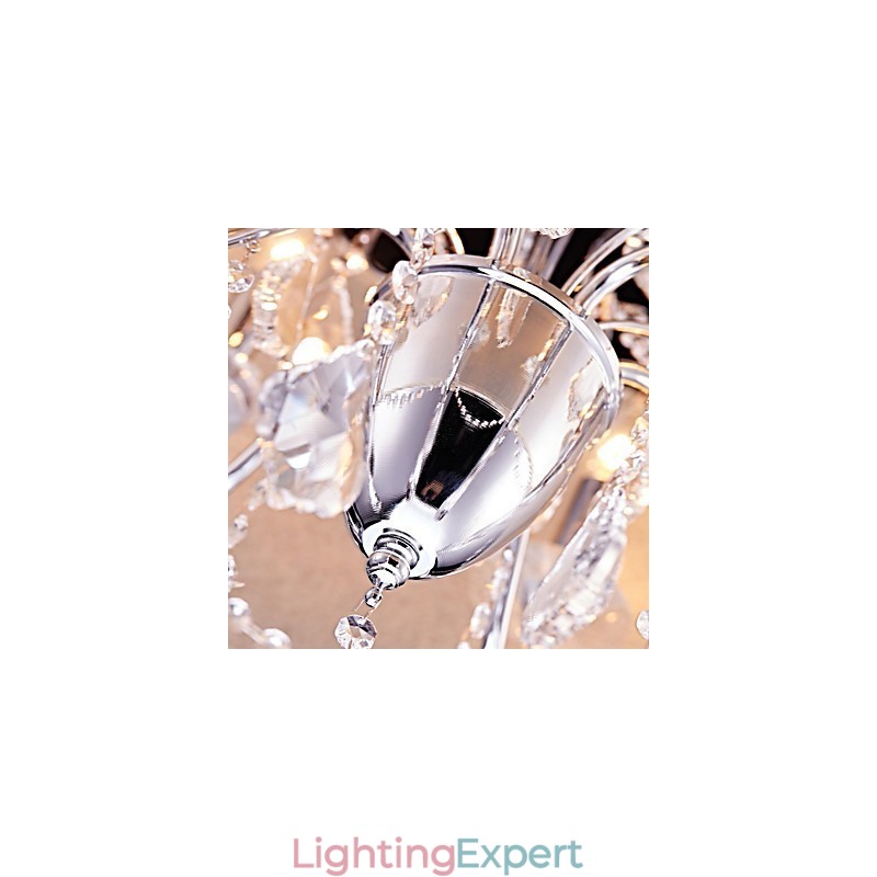 Modern Contemporary Traditional Classic Country Chrome Feature for Crystal Mini Style Designers Metal Chandelier