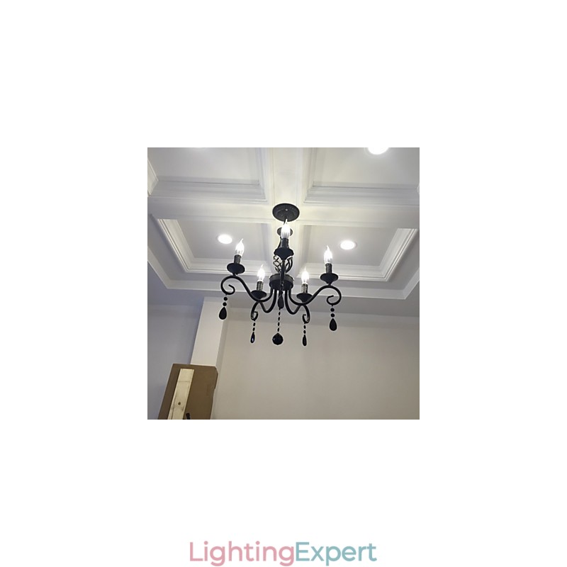 Traditional Crystal Chandelier Interior Lighting 5 Light Candles Simple Chandelier