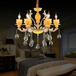 Traditional Classic Zinc Alloy Feature for Crystal Mini Style Metal 6 Bulbs Chandelier