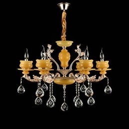 Traditional Classic Zinc Alloy Feature for Crystal Mini Style Metal 6 Bulbs Chandelier