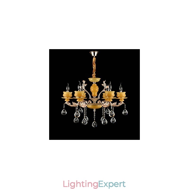Traditional Classic Zinc Alloy Feature for Crystal Mini Style Metal 6 Bulbs Chandelier