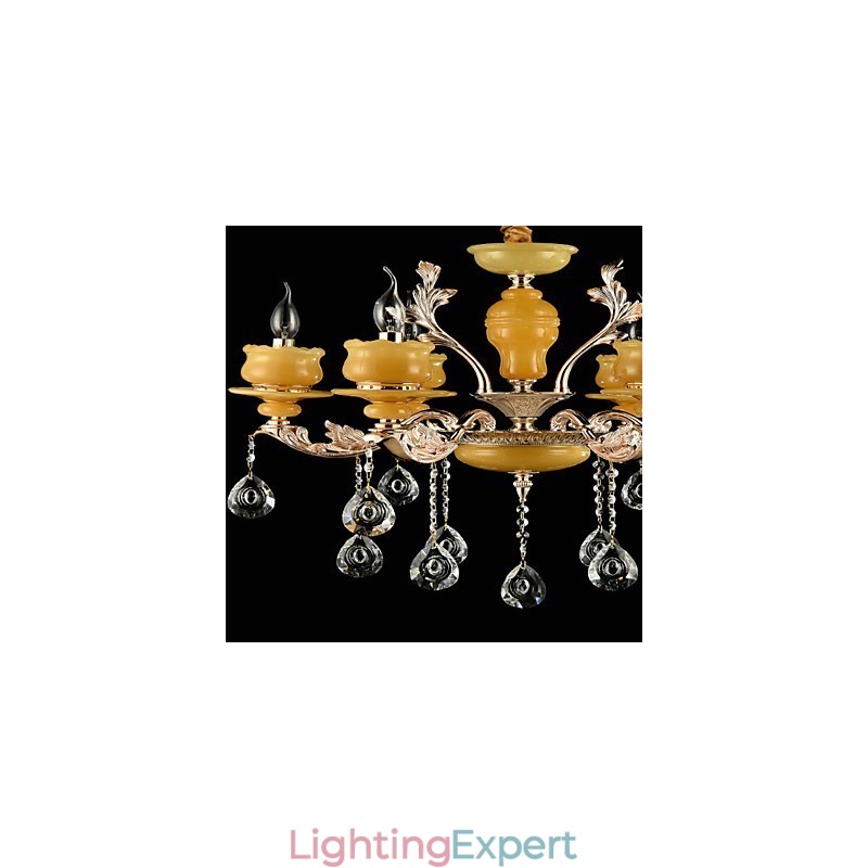 Traditional Classic Zinc Alloy Feature for Crystal Mini Style Metal 6 Bulbs Chandelier