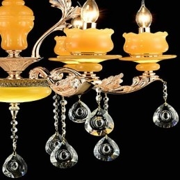 Traditional Classic Zinc Alloy Feature for Crystal Mini Style Metal 6 Bulbs Chandelier