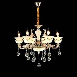 Traditional Classic Zinc Alloy Feature for Crystal Mini Style Metal 6 Bulbs Chandelier