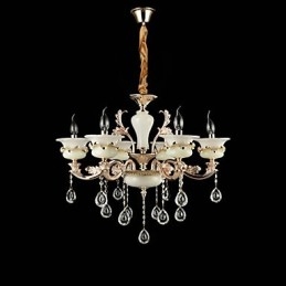 Traditional Classic Zinc Alloy Feature for Crystal Mini Style Metal 6 Bulbs Chandelier