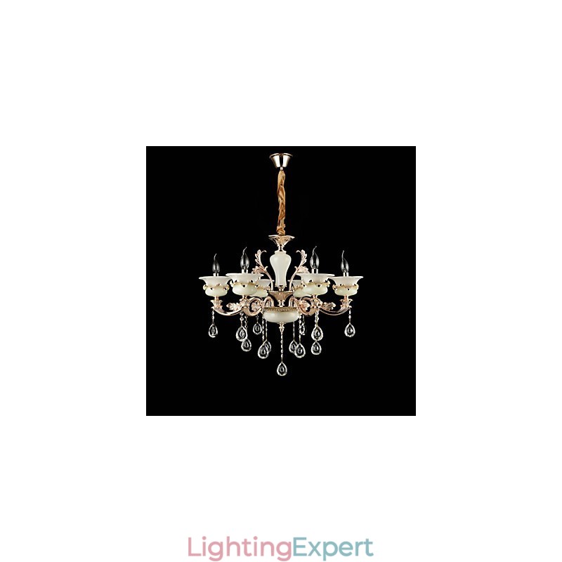 Traditional Classic Zinc Alloy Feature for Crystal Mini Style Metal 6 Bulbs Chandelier
