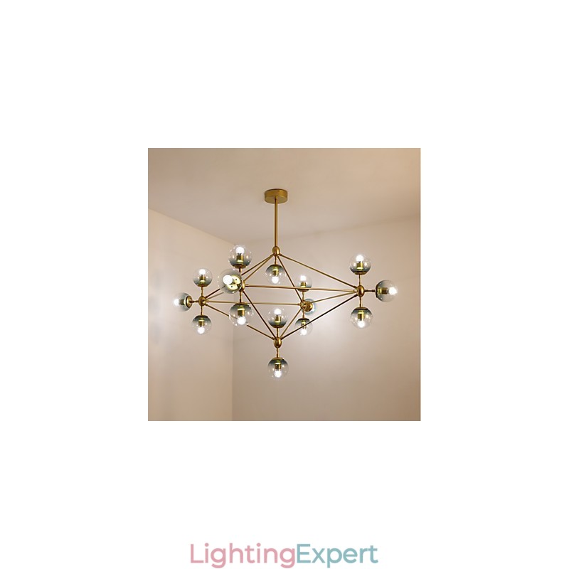Fifteen Light Post Modern Europe Style Modo Metal Glass Pendant Lamp the Foyer Decorate Industrial Chandelier Lamp
