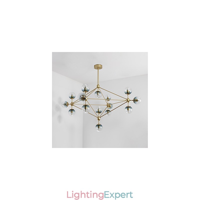 Fifteen Light Post Modern Europe Style Modo Metal Glass Pendant Lamp the Foyer Decorate Industrial Chandelier Lamp