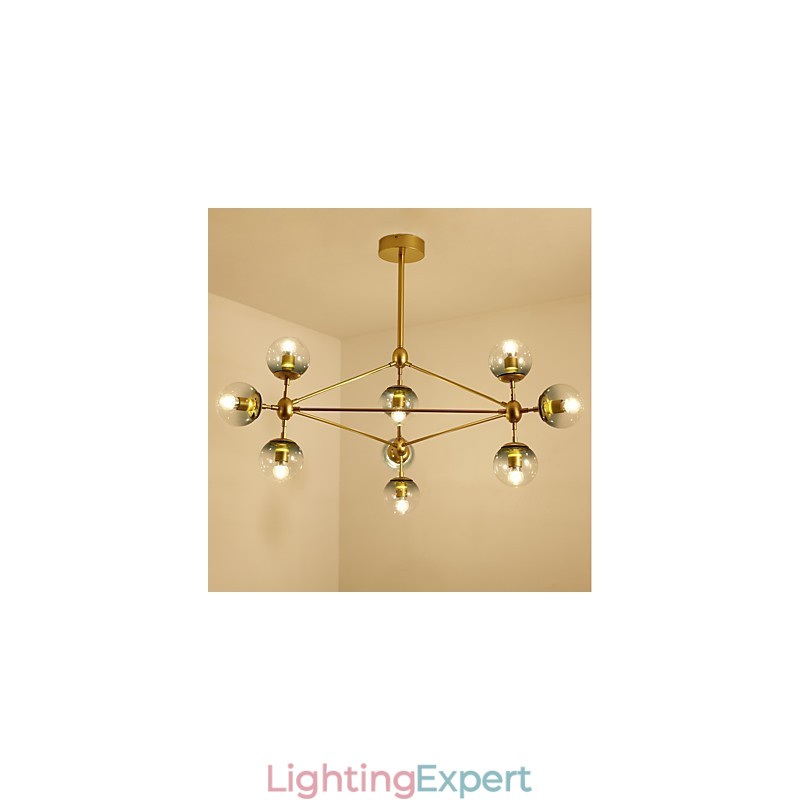 Ten Light Post Modern Europe Style Modo Metal Glass Pendant Lamp the Foyer Decorate Industrial Chandelier Lamp