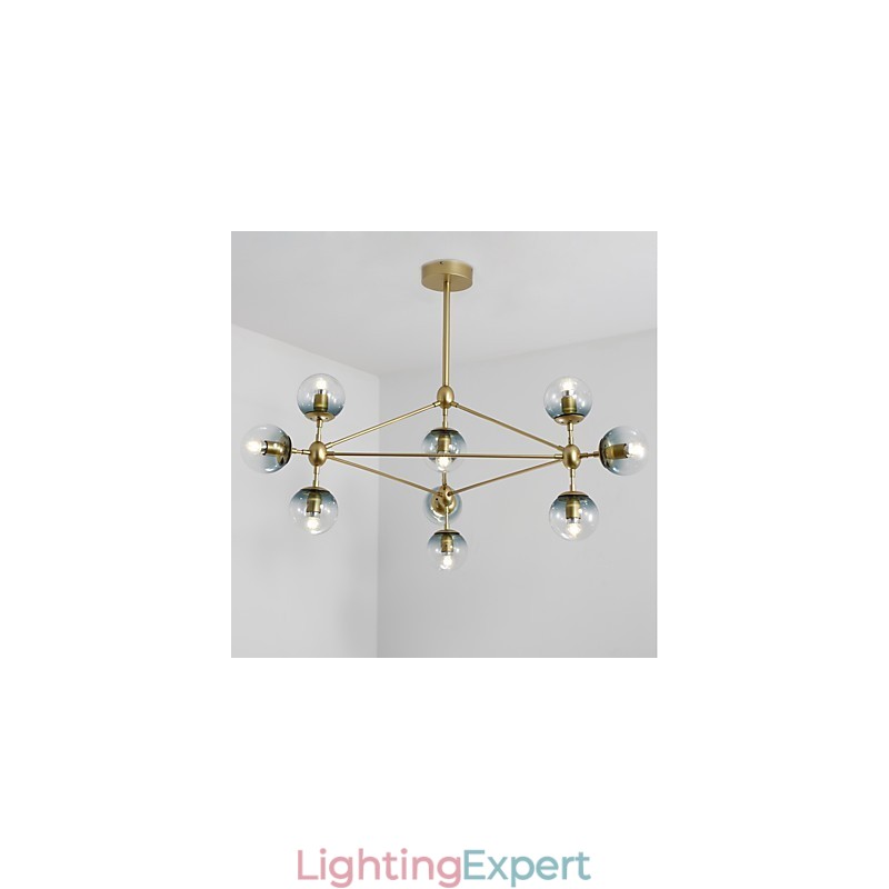 Ten Light Post Modern Europe Style Modo Metal Glass Pendant Lamp the Foyer Decorate Industrial Chandelier Lamp