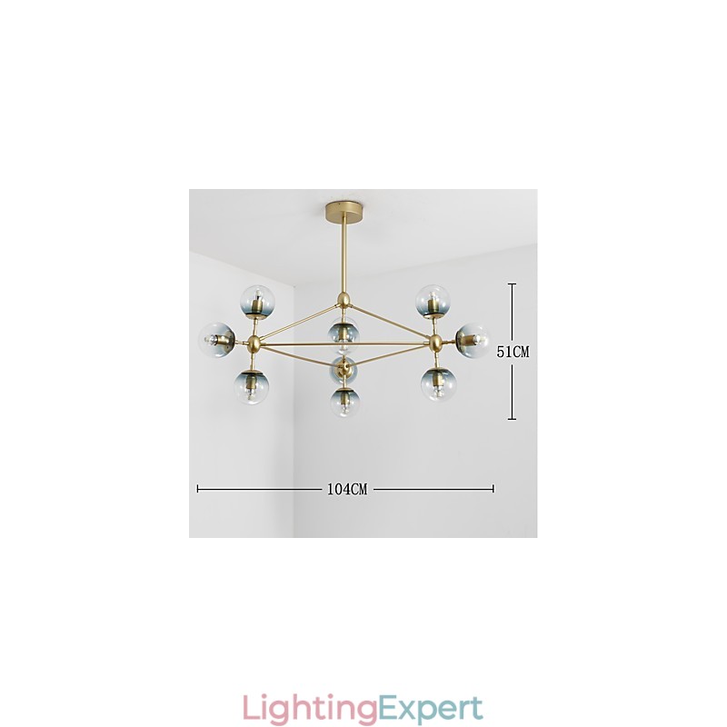 Ten Light Post Modern Europe Style Modo Metal Glass Pendant Lamp the Foyer Decorate Industrial Chandelier Lamp