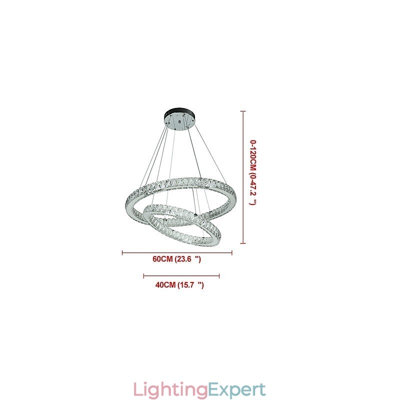 Indoor Crystal Chandelier Modern Pendant Light Ceiling Light Dimmable Lighting Lamp with Remote Control