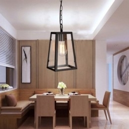 Vintage Metal Pendant Light with Glass Shade