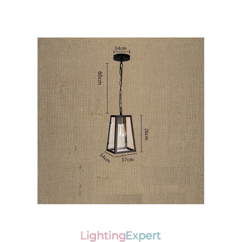 Vintage Metal Pendant Light with Glass Shade