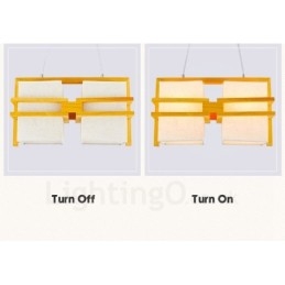 2 Light Wood Retro Vintage Pendant Light with Fabric Shade