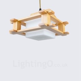 1 Light Wood Modern Contemporary Nordic style Pendant Light with Glass Shade