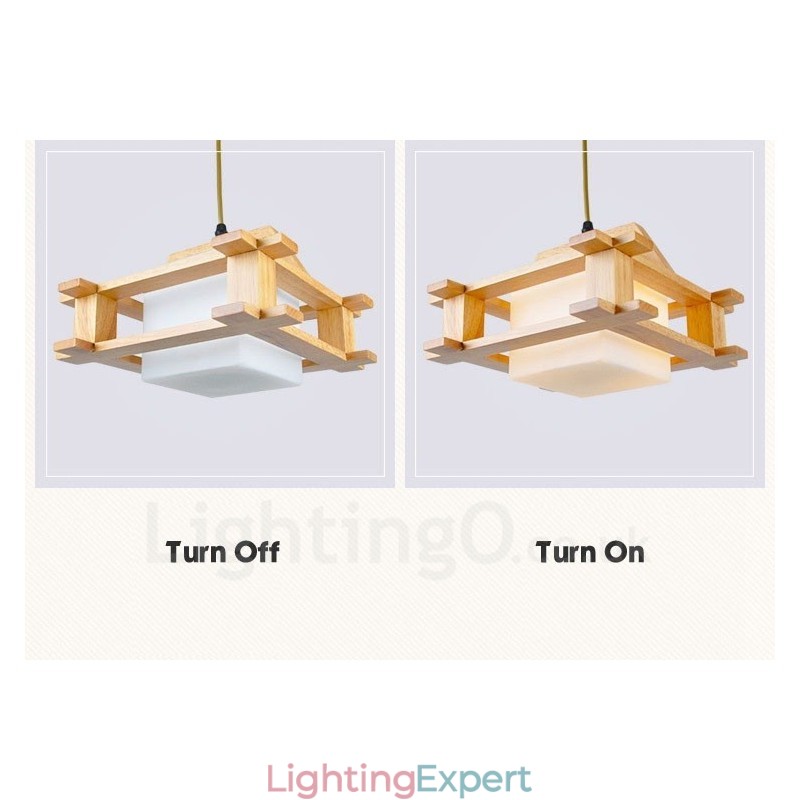 1 Light Wood Modern Contemporary Nordic style Pendant Light with Glass Shade