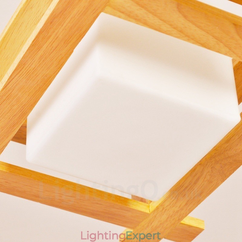 1 Light Wood Modern Contemporary Nordic style Pendant Light with Glass Shade