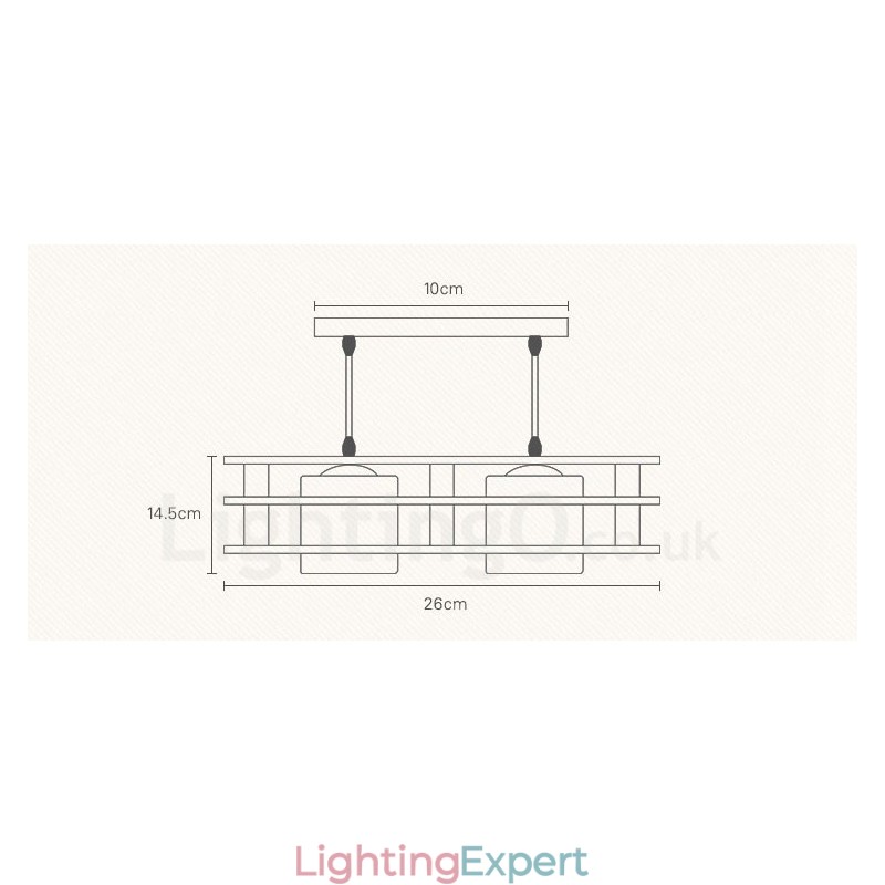 2 Light Wood Modern Contemporary Nordic style Pendant Light with Glass Shade