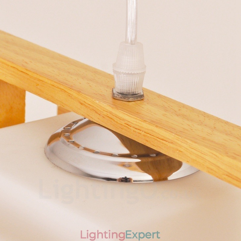 2 Light Wood Modern Contemporary Nordic style Pendant Light with Glass Shade