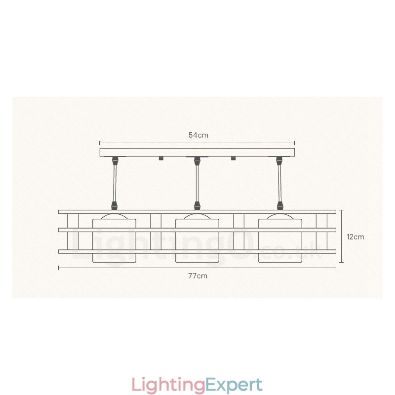 3 Light Wood Modern Contemporary Nordic style Pendant Light with Glass Shade