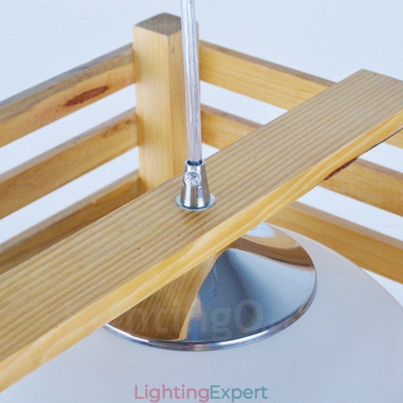 1 Light Wood Modern Contemporary Nordic style Pendant Light with Glass Shade