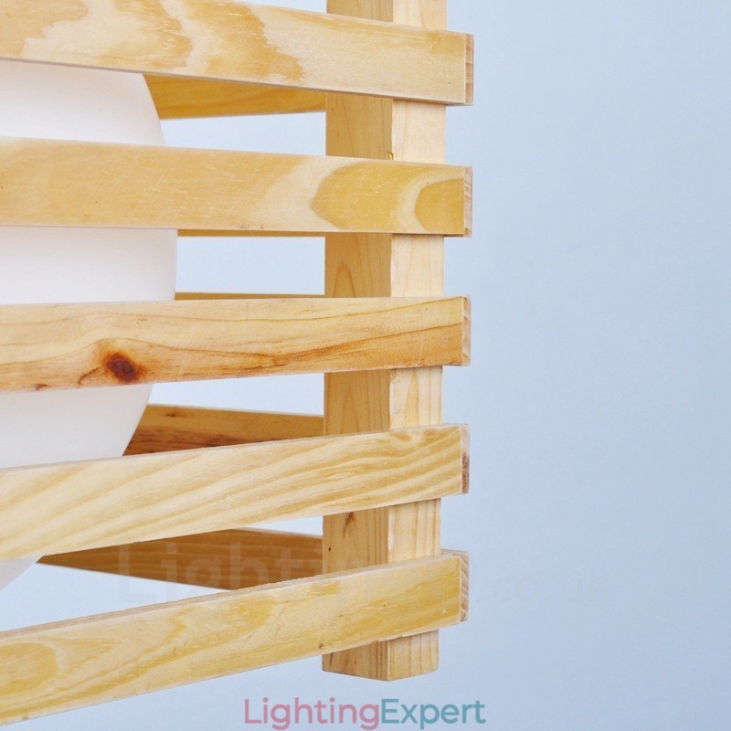 1 Light Wood Modern Contemporary Nordic style Pendant Light with Glass Shade